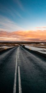 Nature,Road,Markup,Sunset,Horizon,Turn,Snow