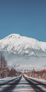 Invierno,Árboles,Montañas,Camino,Naturaleza,Nieve,Paisaje