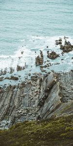 Nature,Rock,Coast,Moss,Sea,Waves