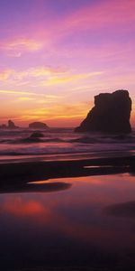 Nature,Rocks,Shore,Bank,Smooth,Sunset,Sand,Beach