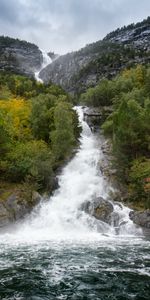 Деревья,Скалы,Природа,Пейзаж,Водопад