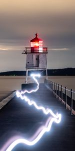 Nature,Sea,Building,Lighthouse,Glow,Neon