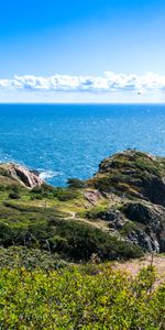 Nature,Nuages,Buissons,Les Rochers,Roches,Horizon,Mer