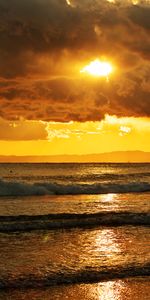 Nature,Sea,Clouds,Horizon,Sunset,Glare