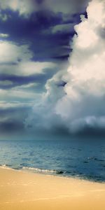 Nature,Sea,Clouds,Shore,Bank,Fluffy,Voluminous,Massive,Volumetric