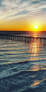 Nature,Sea,Horizon,Pier,Sunset