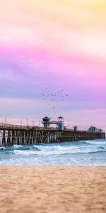 Naturaleza,Ondas,Muelle,Mar,Playa