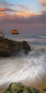 Nature,Sea,Rocks,Shore,Bank,Hit,Slit,Spray,Wave,Blow,Sand