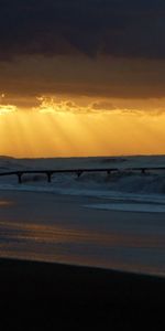 Nature,Sea,Shine,Light,Pier,Beams,Rays,Waves