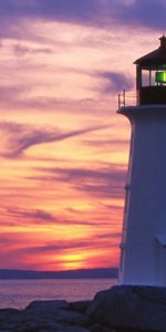 Nature,Sea,Shore,Bank,Evening,Lighthouse,Sunset