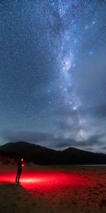 Nature,Shine,Light,Silhouette,Starry Sky,Night,Beach