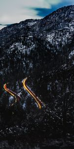 Nature,Shine,Mountains,Vertex,Top,Road,Snow,Light