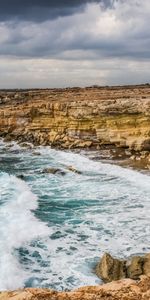 Naturaleza,Ondas,Orilla,Banco,Acantilado,Chipre