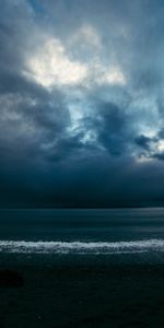 Nature,Shore,Bank,Mainly Cloudy,Overcast,Night,Surf,Sea