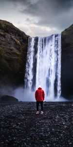 Nature,Shore,Bank,Miscellaneous,Waterfall,Break,Precipice,Human,Miscellanea,Person