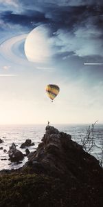 Nature,Silhouette,Break,Precipice,Balloon,Photoshop,Planet