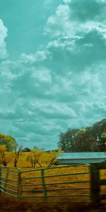 Nature,Sky,Autumn,Road,Color,Fence,Mainly Cloudy,Overcast,Paints,Colors