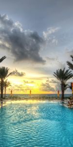 Nature,Sky,Clouds,Azure,Voluminous,Volumetric,Pool,Palms,Resort