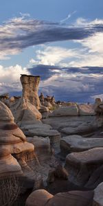 Nature,Sky,Clouds,Bush,Smooth,Outlines,Stones,Form