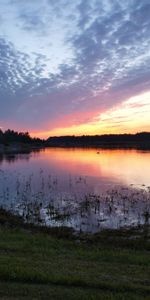 Nuages,Réflexion,Soir,Nature,Lac,Sky