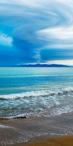 Nature,Sky,Clouds,Shore,Bank,Typhoon,Funnel,Waves,Sand,Coast,Ocean,Beach