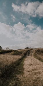 Nature,Sky,Field,Path,Trail,Clouds,Human,Person