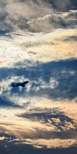 Avion,Nuages,Grandes Lignes,Contours,Nature,Sky,Vol