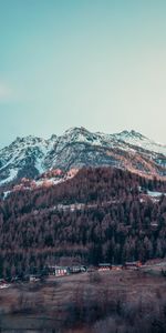 Montagne,Sommet,Couvert De Neige,Snowbound,Nature,Retour Au Début,Sky,Village