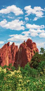 Nature,Sky,Mountains,Bush,Rocks,Trees,Clouds