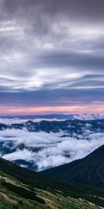 Naturaleza,Puesta Del Sol,Cielo,Nubes,Vértice,Arriba,Poroso,Montañas