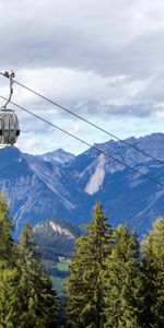 Nature,Sky,Mountains,Fir,Spruce,Cable Car,Cableway,Booth,Cubicle