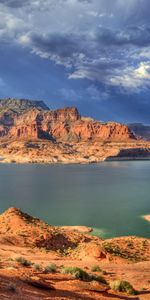 Nature,Nuages,Plutôt Nuageux,Sky,Lumière,Couvert,Arbustes,Lac,Briller,Canyons,Montagnes