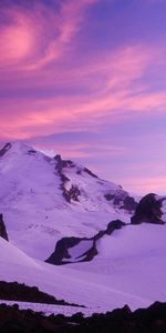 Nature,Sky,Mountains,Pink,Evening,Washington,Moon