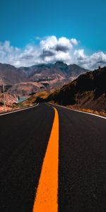 Nature,Sky,Mountains,Road,Markup,Asphalt