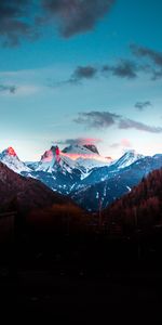 Nature,Sky,Mountains,Vertex,Tops,Snow Covered,Snowbound,Contrast