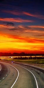 Nature,Sky,Road,Evening,Signs,Turn,Asphalt,Sunset