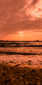 Puesta Del Sol,Cielo,Ondas,Horizonte,Naturaleza,Mar