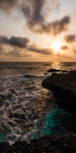 Nature,Sky,Sea,Rock,Horizon,Waves