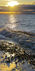 Nature,Sky,Sea,Sun,Coast,Waves