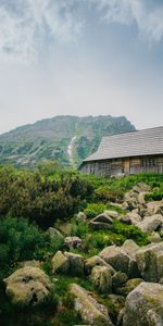 Nature,Slope,Mountains,Stones,House