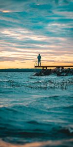 Nature,Snow,Lake,Pier,Human,Person,Dock,Loneliness