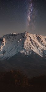 Nature,Snow,Mountain,Vertex,Starry Sky,Night,Top,Landscape