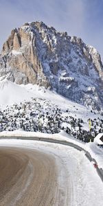 Nature,Snow,Road,Fifty,50,Restriction,Limitation,Winter,Turn,Mountains,Sign