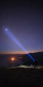 Nature,Starry Sky,Shine,Light,Loneliness,Night,Flashlight