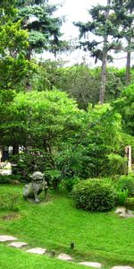 Naturaleza,Césped,Pista,Stones,Una Estatua,Estatua,Jardín