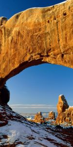 Nature,Stones,Mountains,Snow,Window,Arch,Canyon