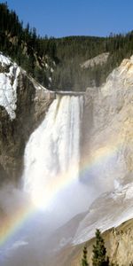 Naturaleza,Stones,Arco Iris,Vegetación,Parque Nacional Yellowstone,Wyoming,Cascada