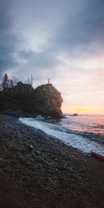 Nature,Stones,Rock,Shore,Bank,Silhouette,Sea,Beach