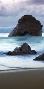 Nature,Stones,Sea,Shore,Bank,Waves,Storm,Beach,Sand