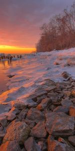 Nature,Stones,Shore,Bank,Evening